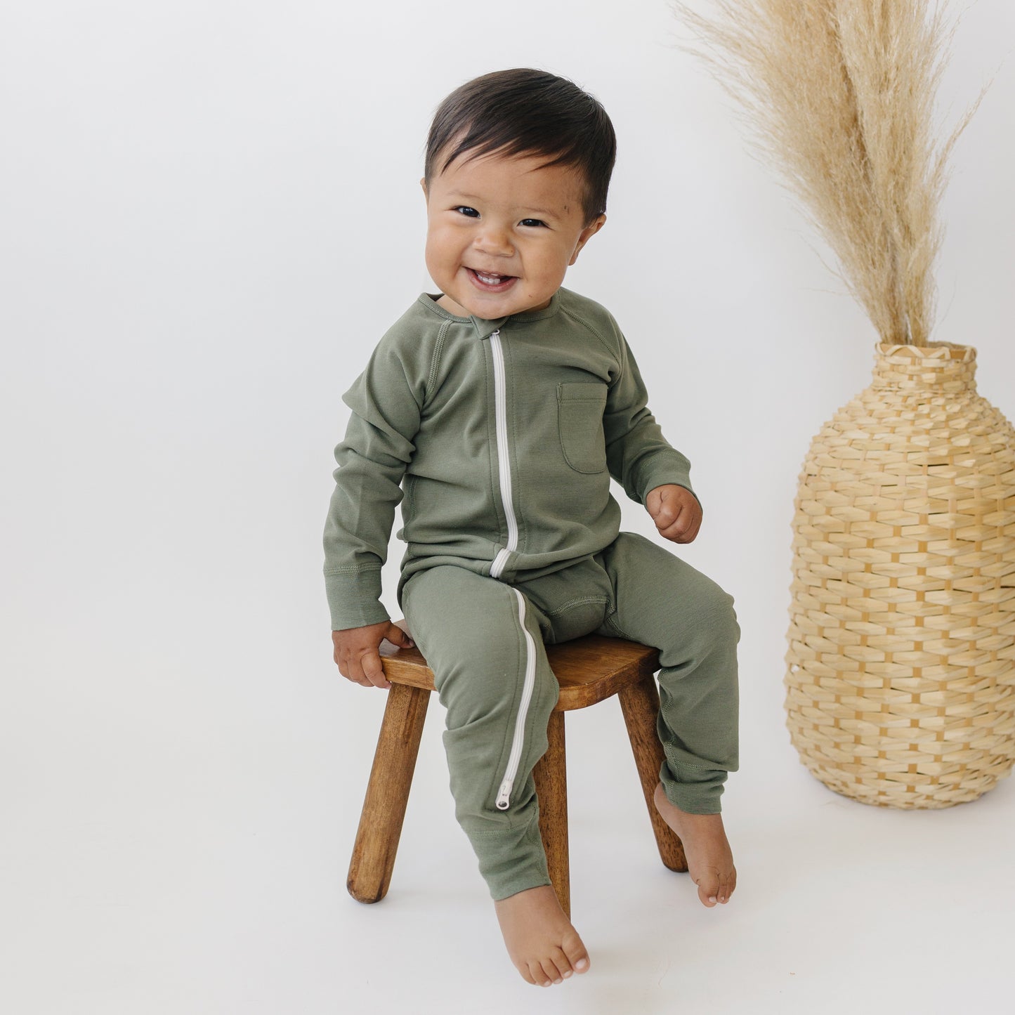 Zip Romper in Olive