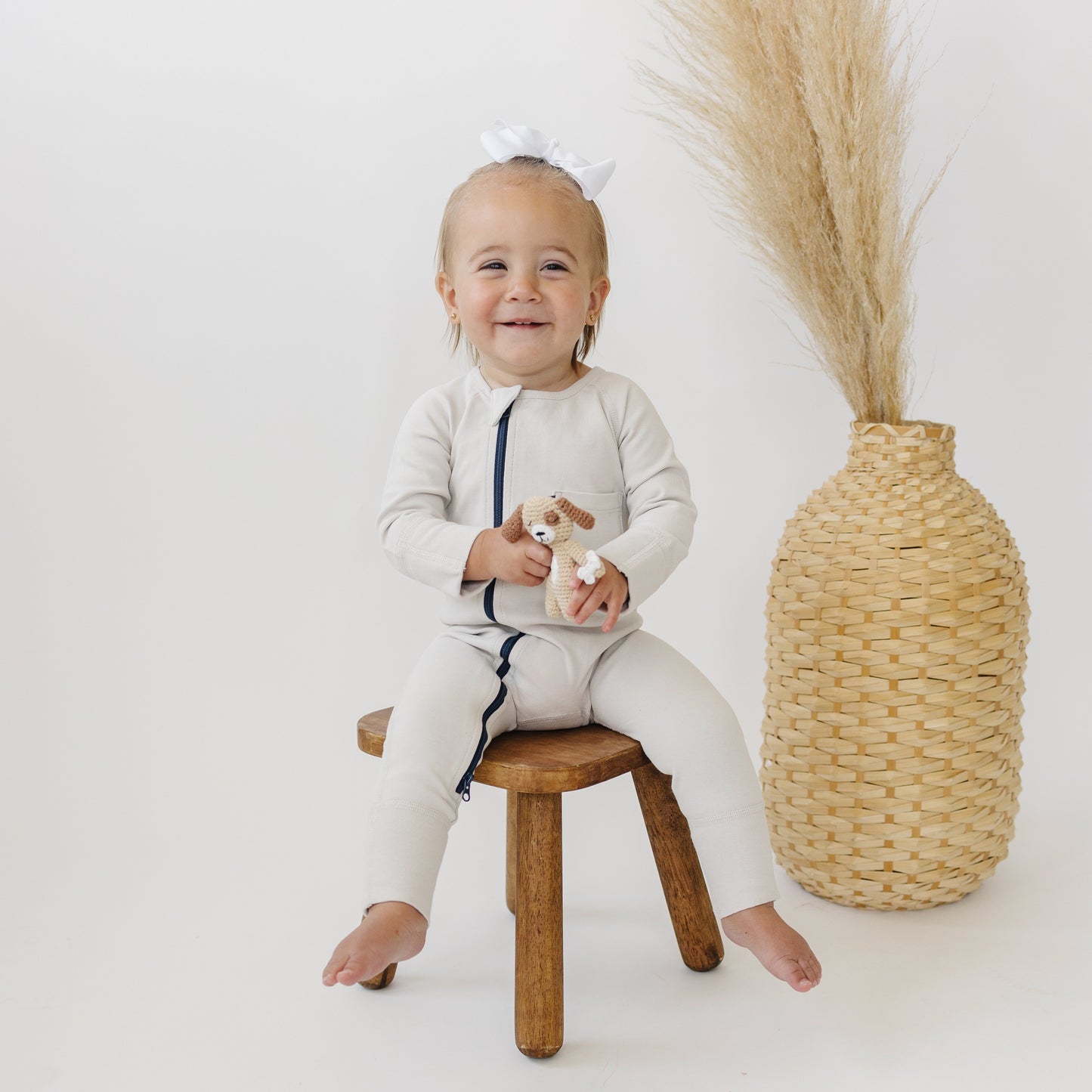 Zip Romper in Pebble